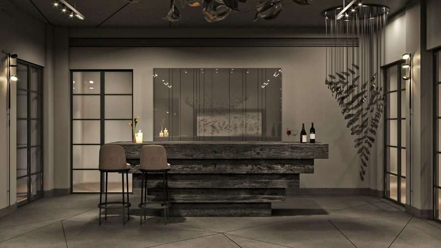 Living Room Bar Interior 3D Render - Versasia Infosoft