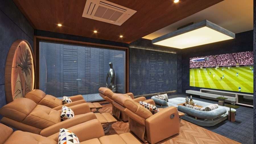 Home Theatre Interior 3D Render - Versasia Infosoft