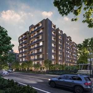 Building exterior evening view d render