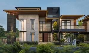 Bungalow front view exterior d render versasia infosoft Bungalow front view exterior d render