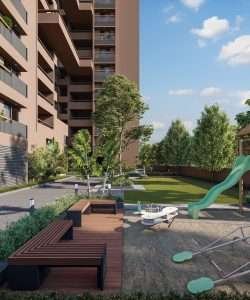 Building front exterior view d render